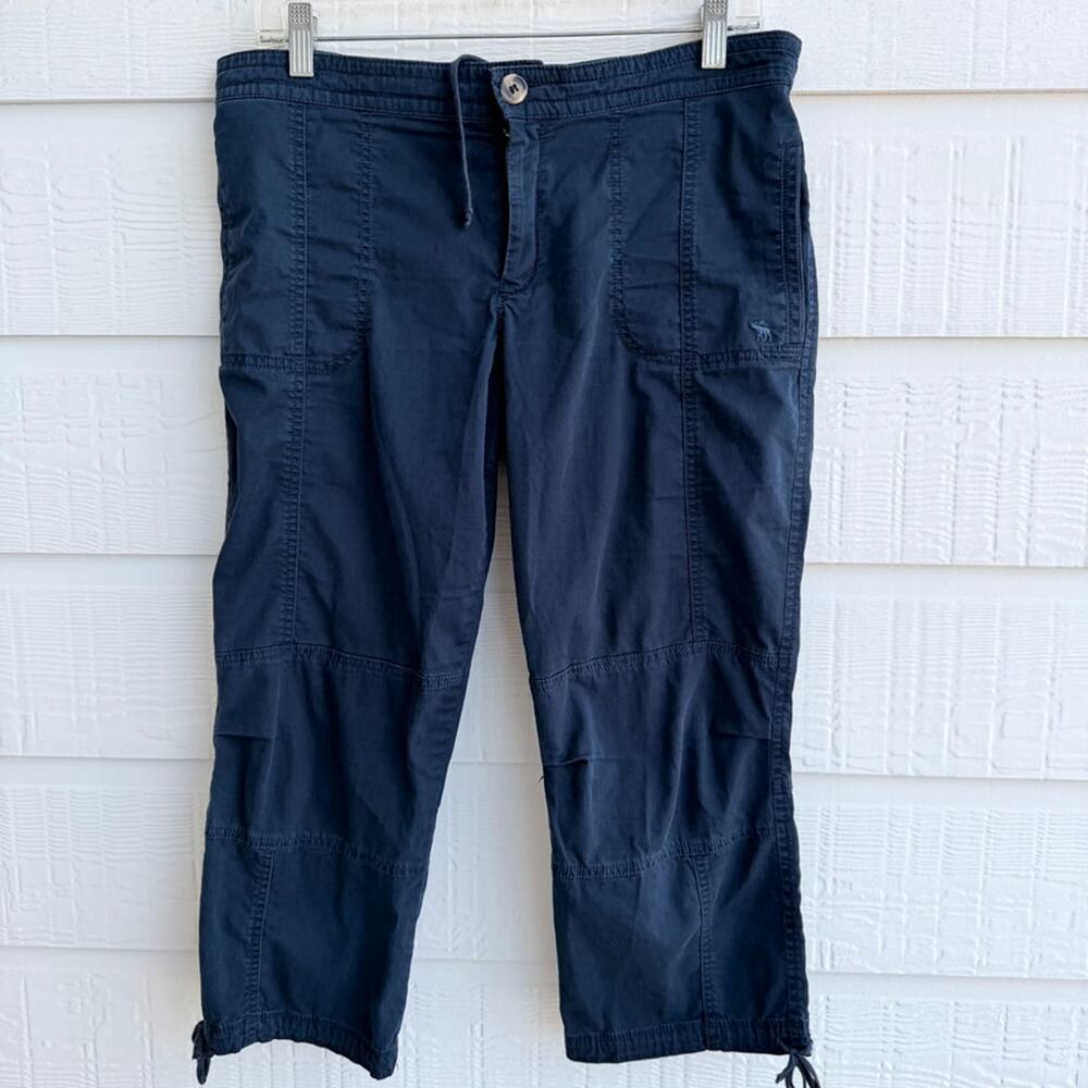 Abercrombie Navy Stretch Utility Capri Pants Tie Waist Size 6